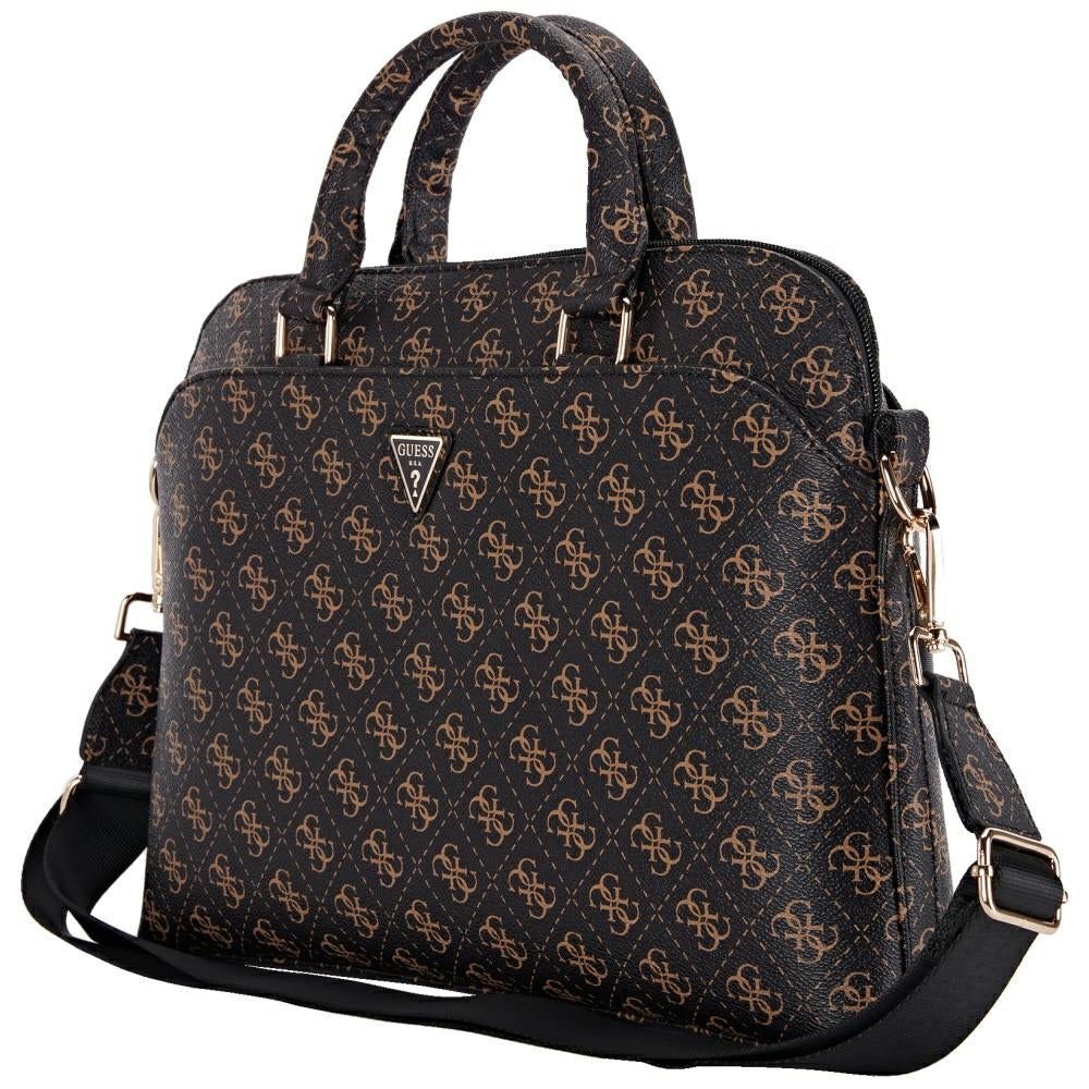 Geanta Guess 4G Triangle Logo pentru Laptop 15inch, Neagra Maro