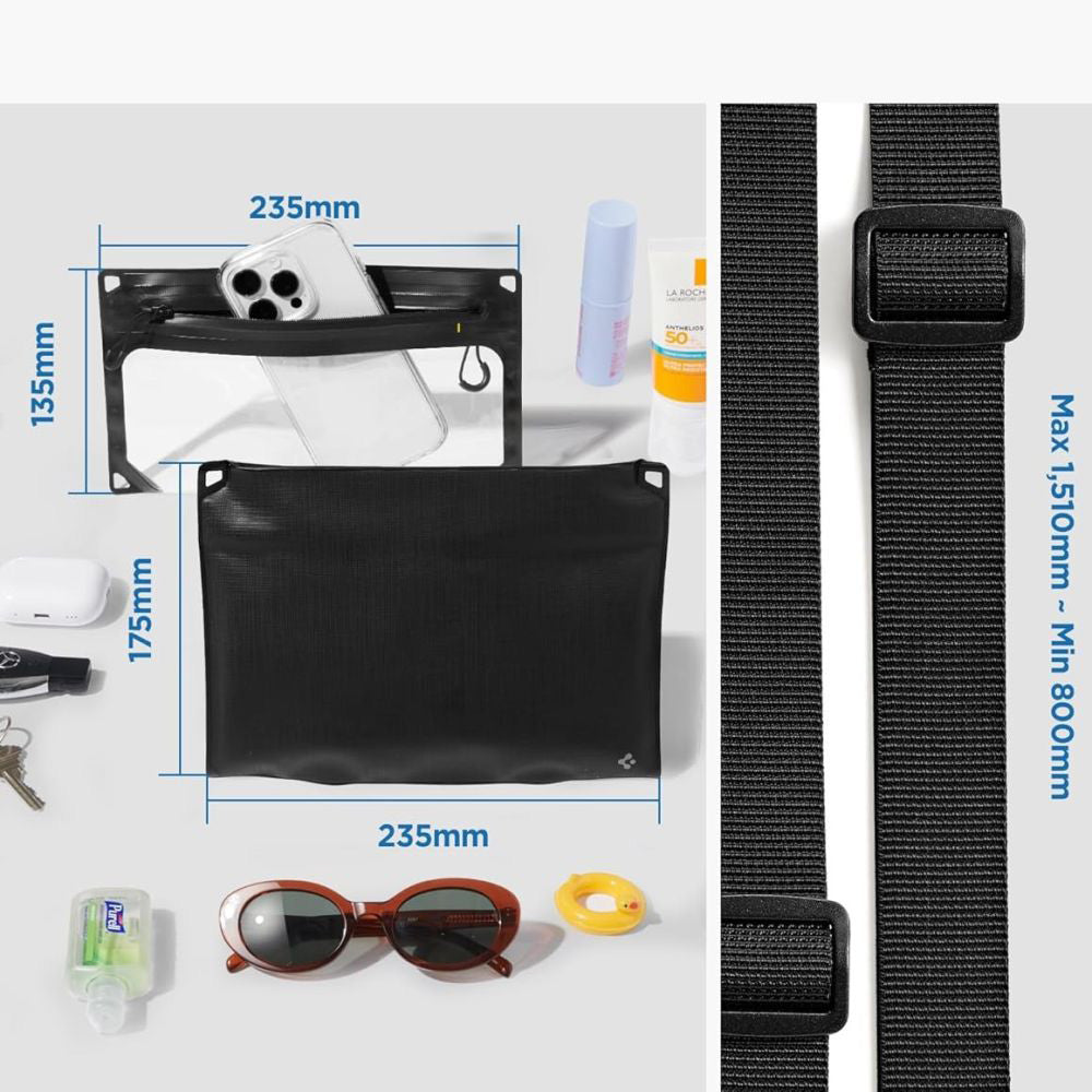 Geanta si Husa Waterproof Universala Spigen Crossbag, Neagra AMP09746