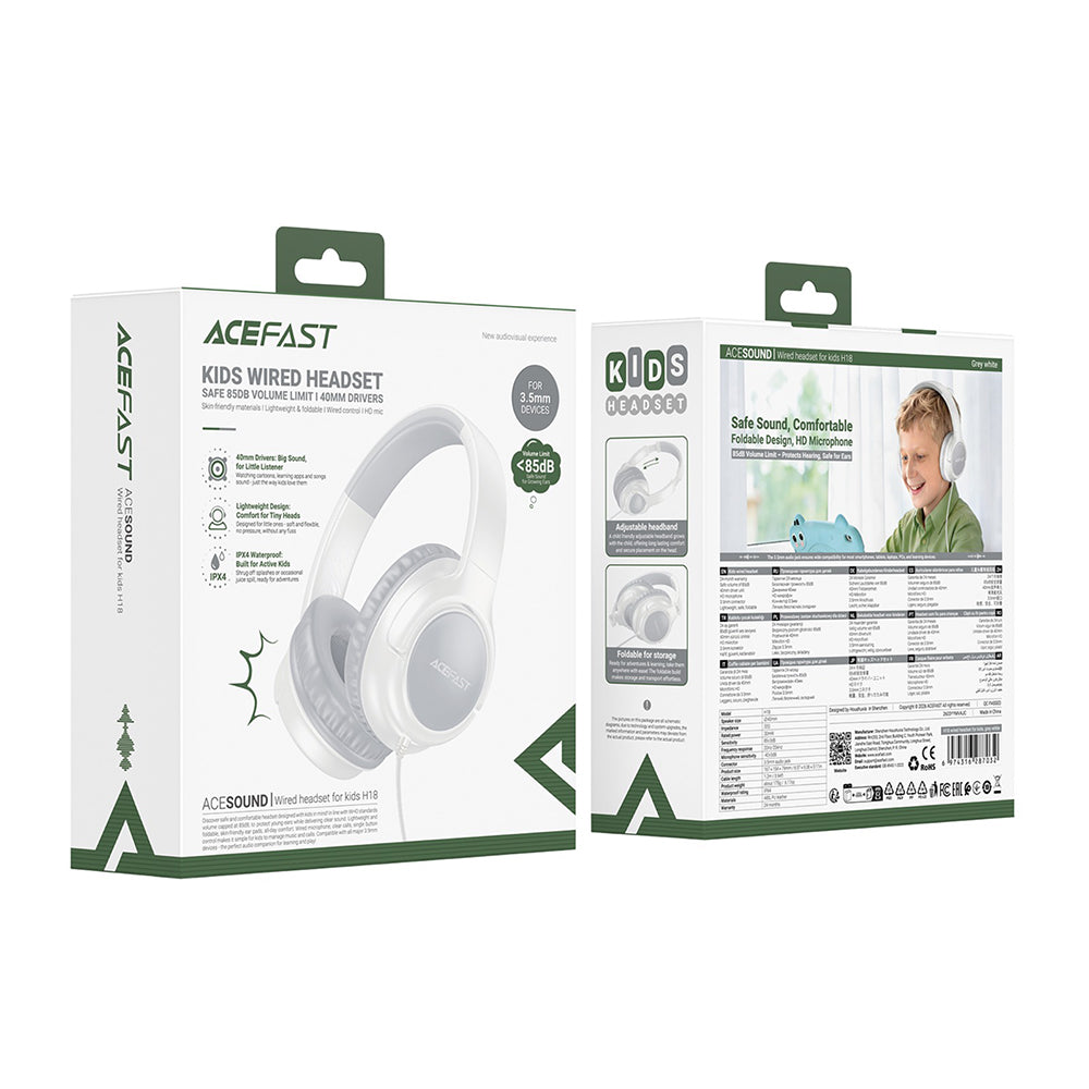 Handsfree 3.5mm Acefast H18 Kids, Gri