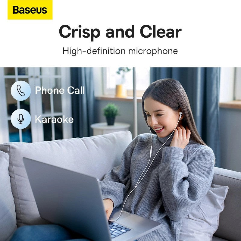 Handsfree 3.5mm Baseus Encok H18, Alb