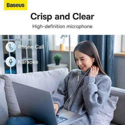 Handsfree 3.5mm Baseus Encok H18, Alb