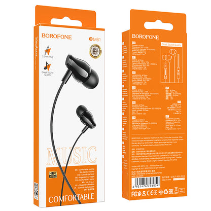 Handsfree 3.5mm Borofone BM61 Wanderer, Negru