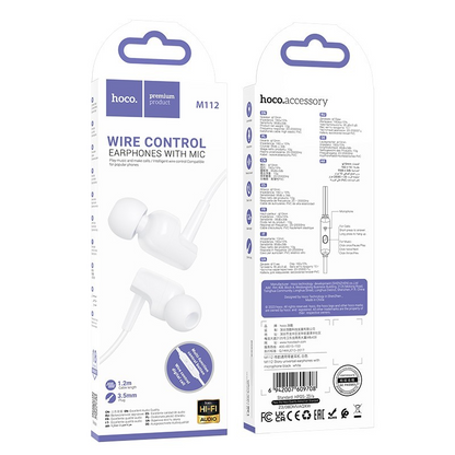 Handsfree 3.5mm HOCO M112, Alb