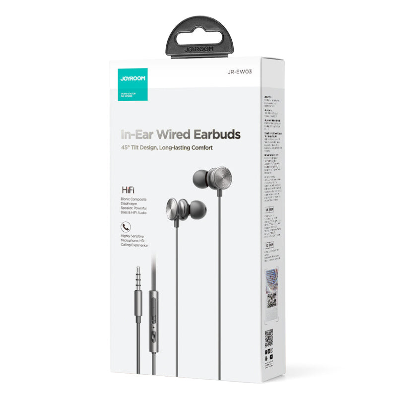 Handsfree 3.5mm Joyroom JR-EW03, Gri