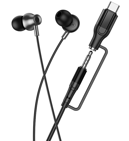 Handsfree 3.5mm / USB-C HOCO M119A, Negru