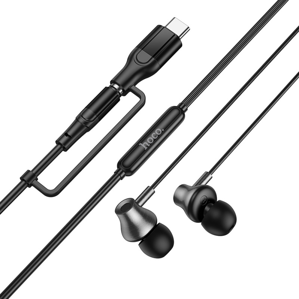 Handsfree 3.5mm / USB-C HOCO M119A, Negru