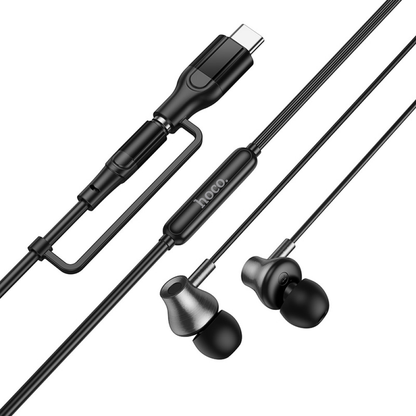 Handsfree 3.5mm / USB-C HOCO M119A, Negru