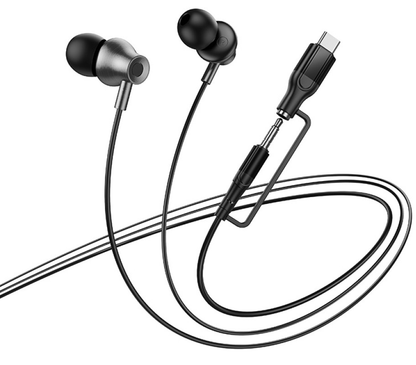 Handsfree 3.5mm / USB-C HOCO M119A, Negru