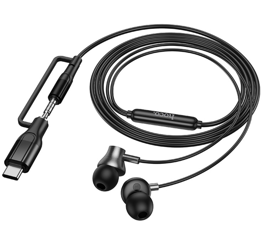 Handsfree 3.5mm / USB-C HOCO M119A, Negru