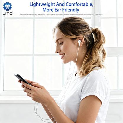 Handsfree 3.5mm / USB-C Lito LF03, Alb