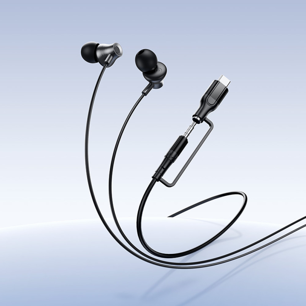 Handsfree 3.5mm / USB-C HOCO M119A, Negru