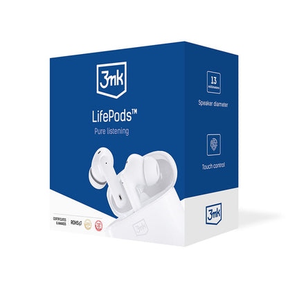 Handsfree Bluetooth 3MK LIFEPODS, TWS, ANC, Alb
