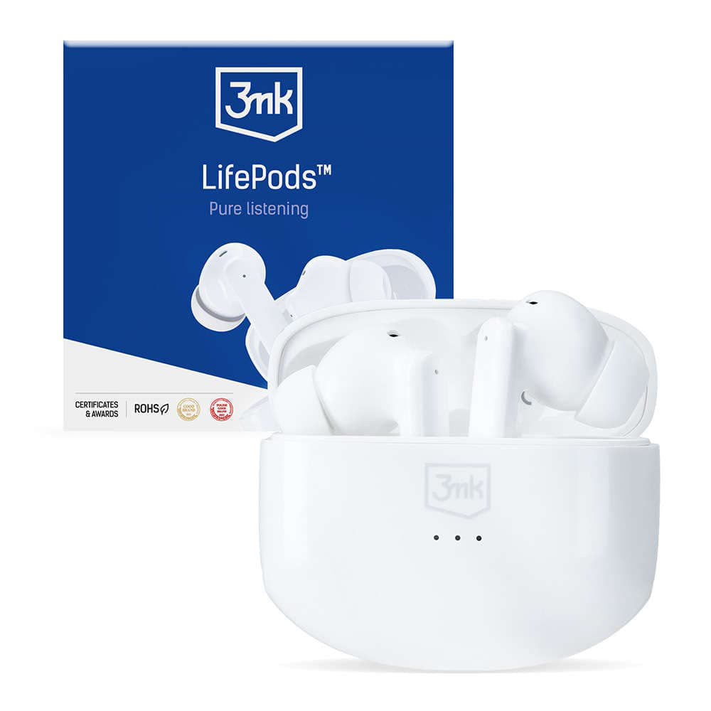 Handsfree Bluetooth 3MK LIFEPODS, TWS, ANC, Alb