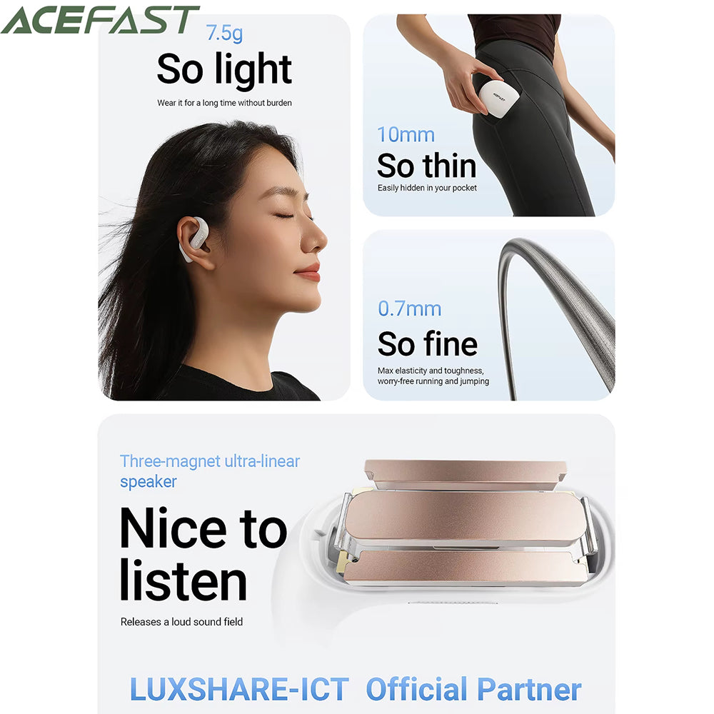 Handsfree Bluetooth Acefast FA002, TWS, Alb