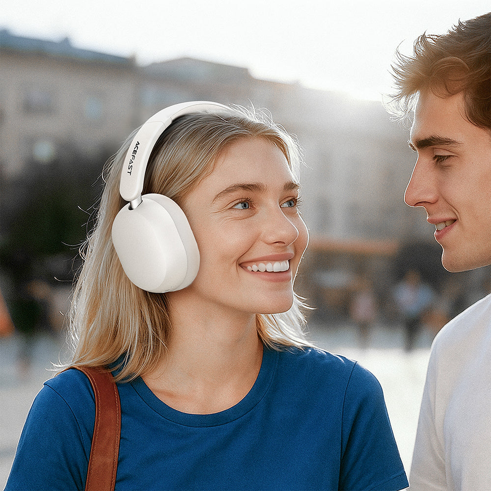 Handsfree Bluetooth Acefast H12, A2DP, ANC, Alb