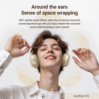 Handsfree Bluetooth Acefast H5, A2DP, ANC, Alb