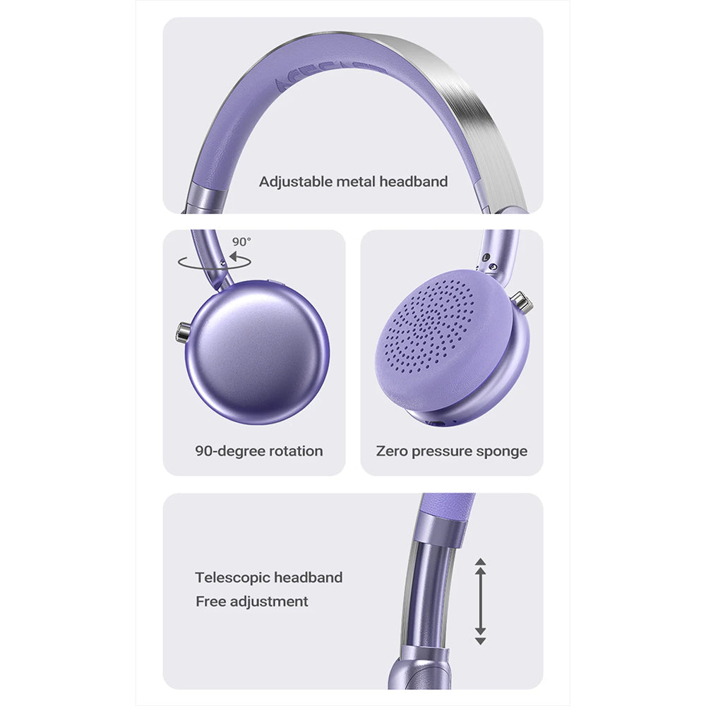 Handsfree Bluetooth Acefast H8, A2DP, ANC, Auriu
