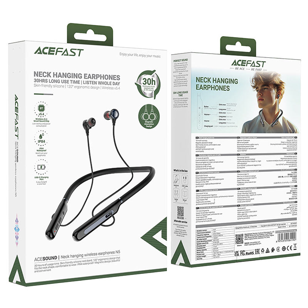 Handsfree Bluetooth Acefast N5, A2DP, Negru