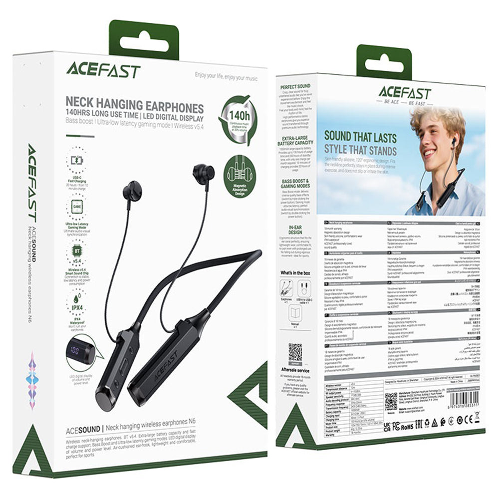 Handsfree Bluetooth Acefast N6, A2DP, Negru