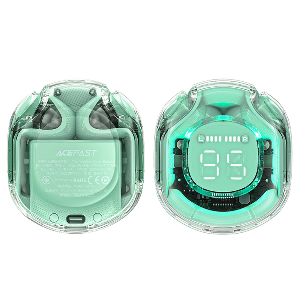 Handsfree Bluetooth Acefast T8, TWS, Verde