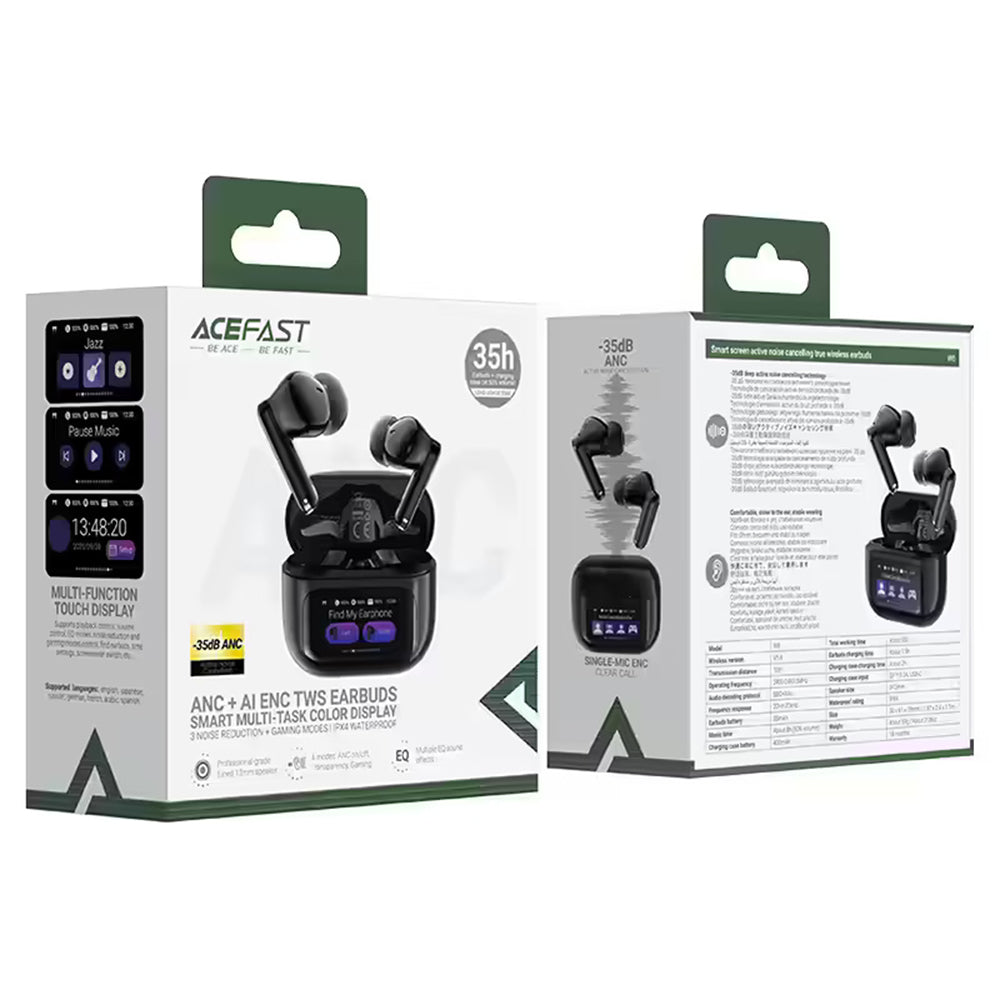 Handsfree Bluetooth Acefast W6, TWS, ANC, Negru