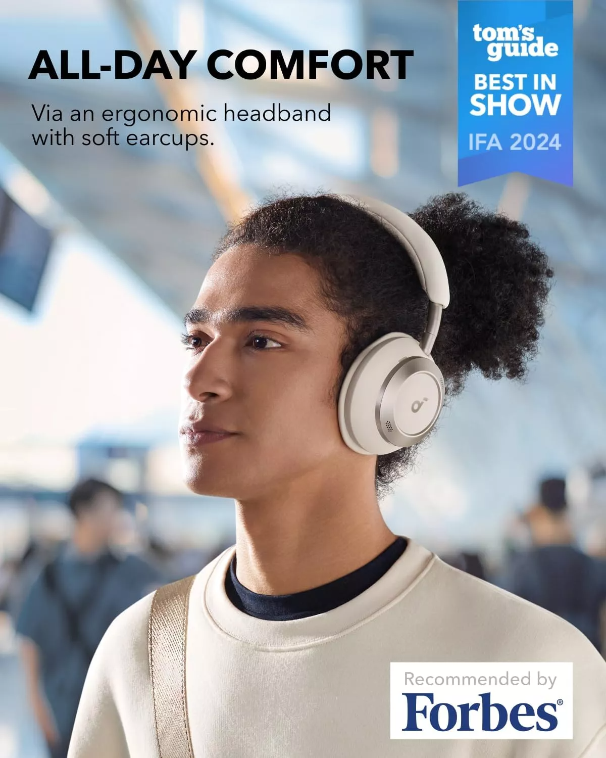 Handsfree Bluetooth Anker SoundCore Space One Pro, A2DP, ANC, Alb A3062G21