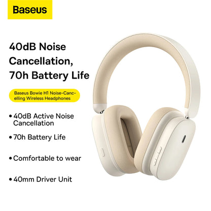 Handsfree Bluetooth Baseus Bowie H1, A2DP, ANC, Crem NGTW230202