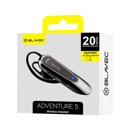 Handsfree Bluetooth Blavec Adventure 5, MultiPoint, A2DP, Negru BHAD5-B