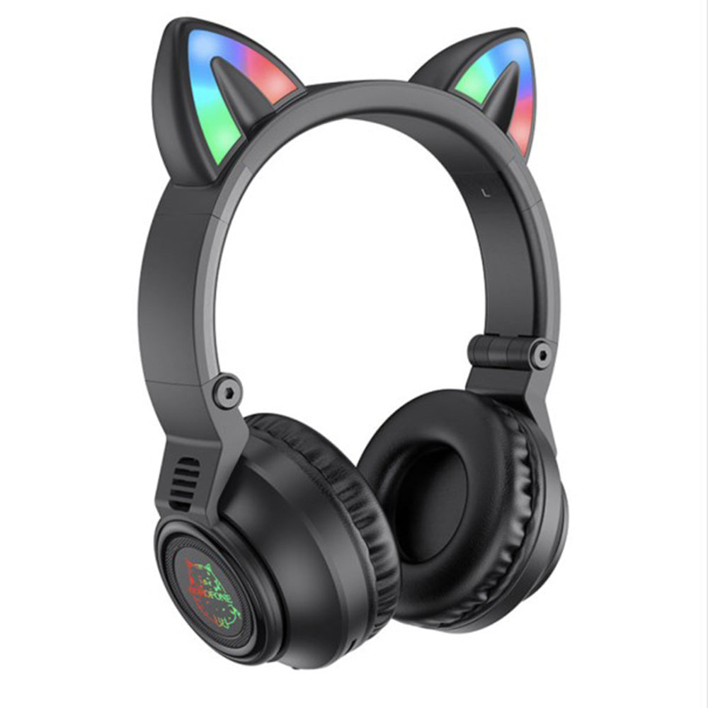 Handsfree Bluetooth Borofone BO18 Cat Ear, A2DP, Negru