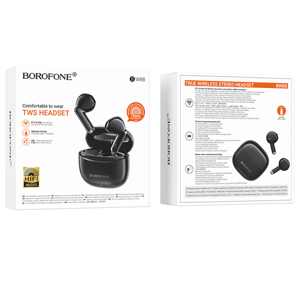 Handsfree Bluetooth Borofone BW88 Deep Rhyme, TWS, Negru