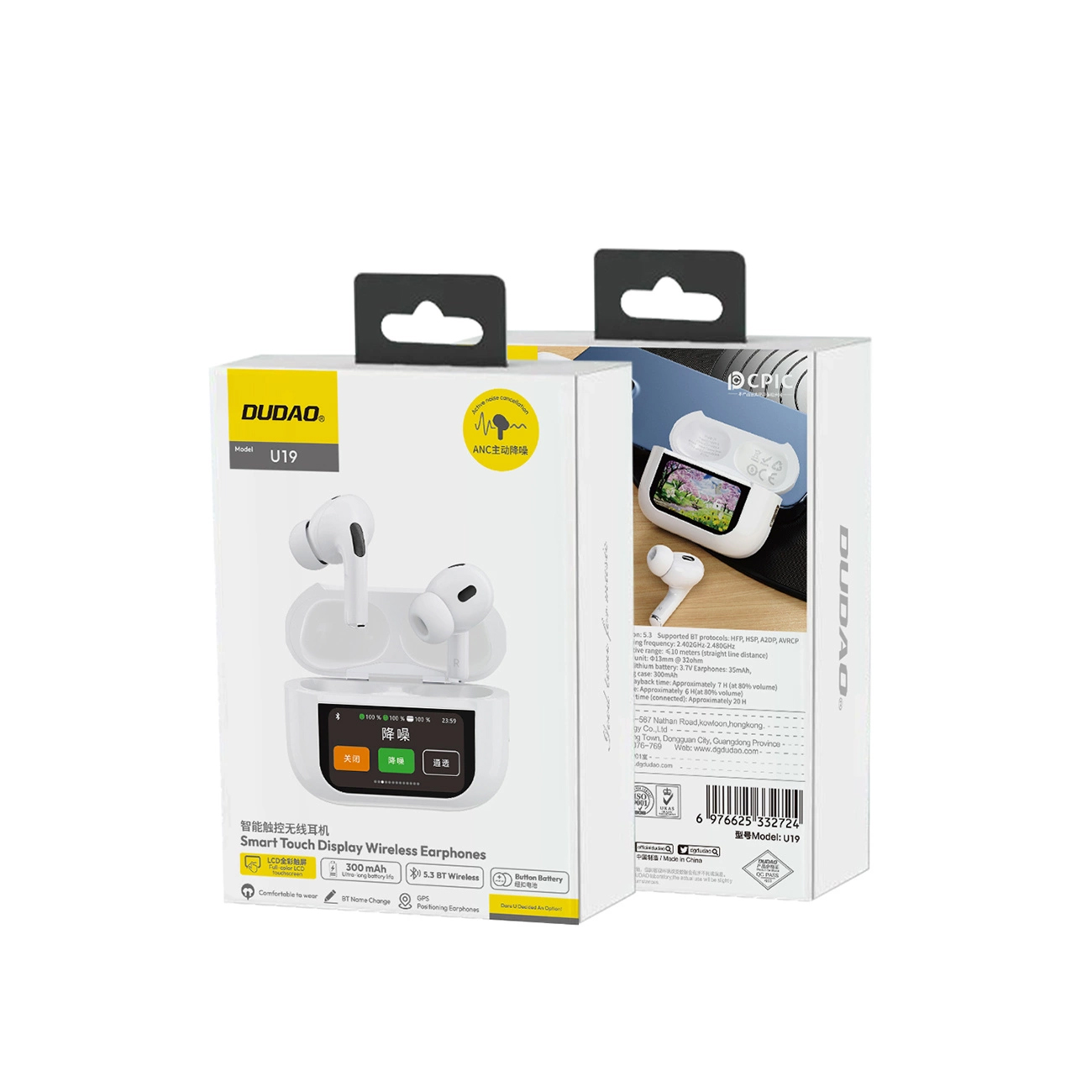 Handsfree Bluetooth Dudao U19 Display, TWS, Alb, Resigilat