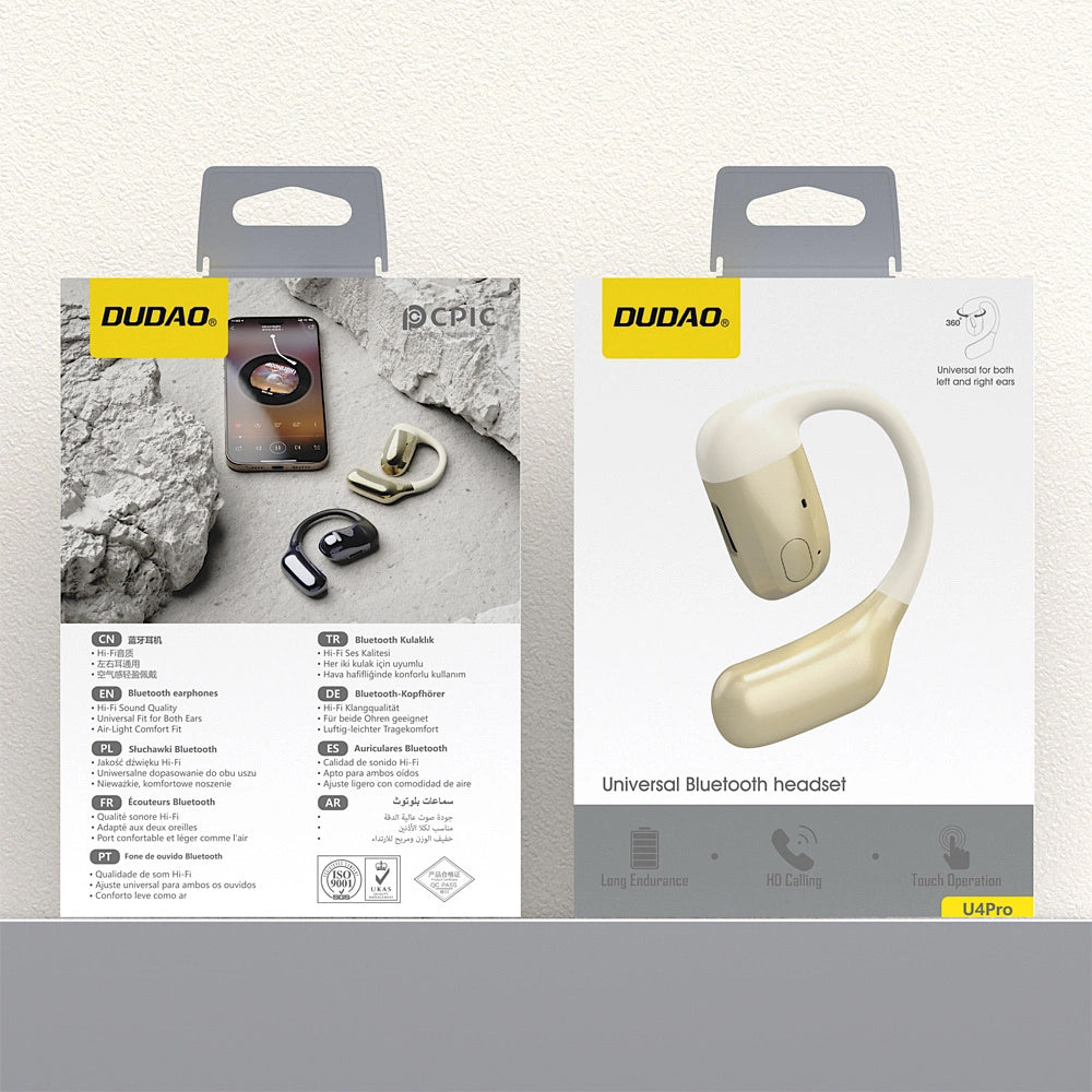 Handsfree Bluetooth Dudao U4Pro, A2DP, Bej Auriu