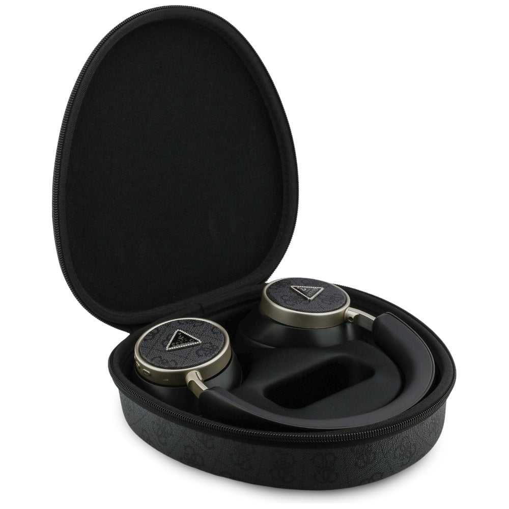 Handsfree Bluetooth Guess 4G Gold Triangle Logo, A2DP, Negru