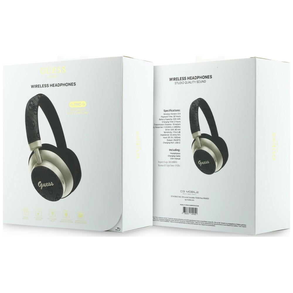 Handsfree Bluetooth Guess 4G Gold Script Metal, A2DP, Negru