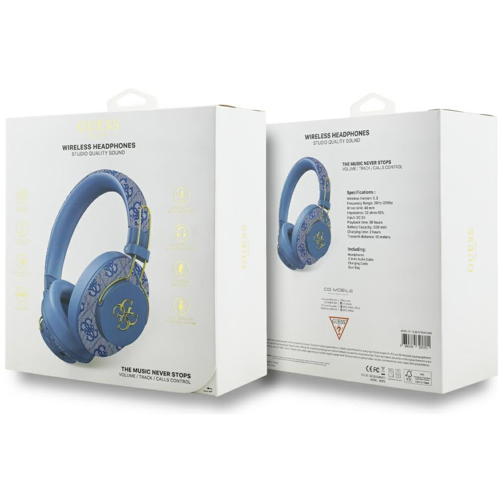 Handsfree Bluetooth Guess 4G Metal Logo, A2DP, Albastru
