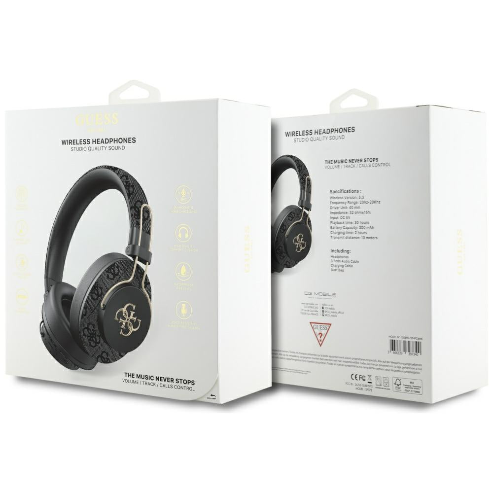 Handsfree Bluetooth Guess 4G Metal Logo, A2DP, Negru