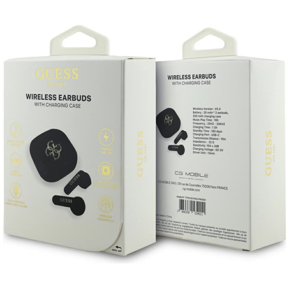 Handsfree Bluetooth Guess 4G Metal Logo, TWS, Alb