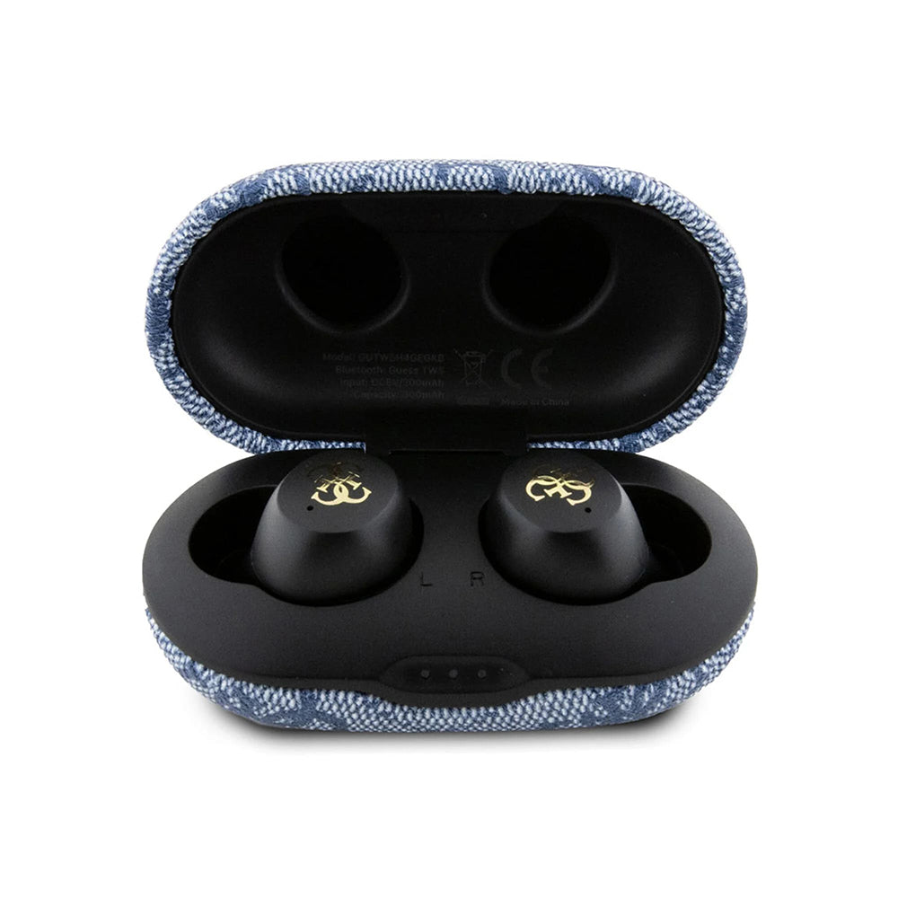 Handsfree Bluetooth Guess 4G Metal, TWS, Albastru