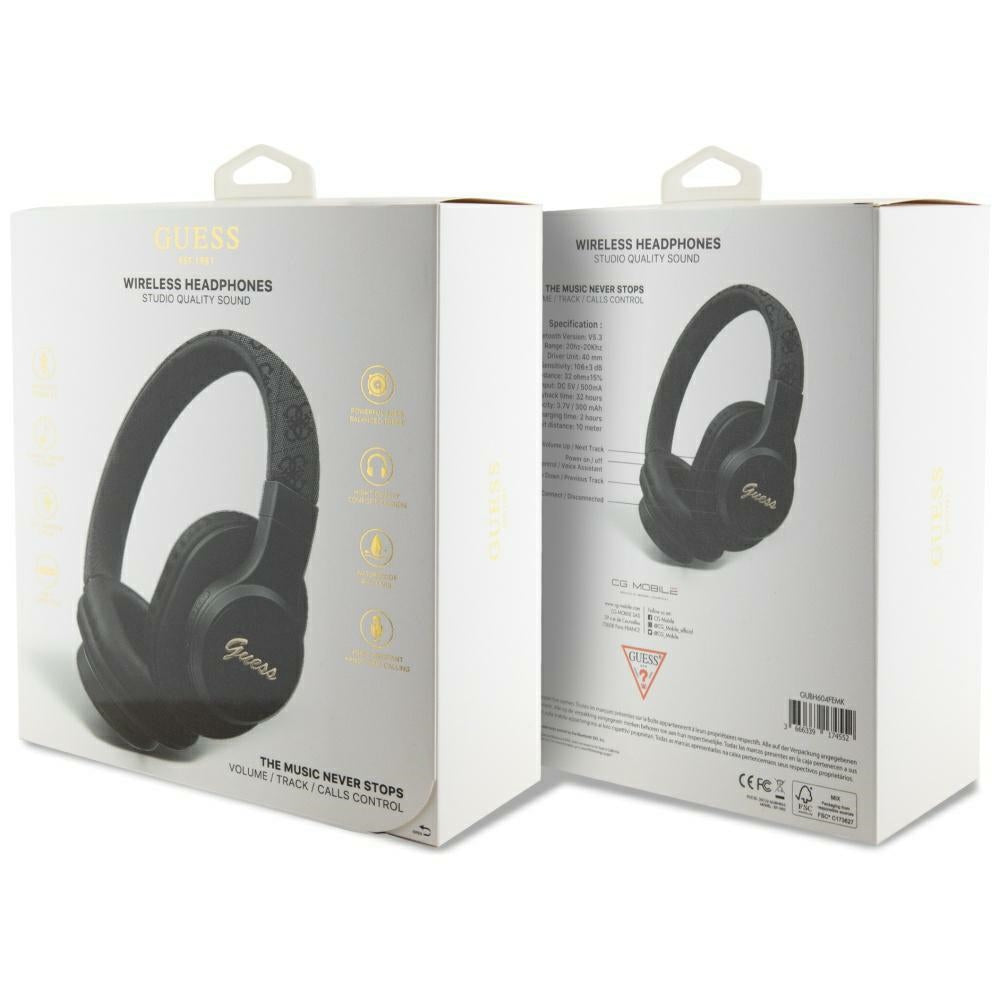 Handsfree Bluetooth Guess 4G Tone on Tone Script Logo, A2DP, Negru