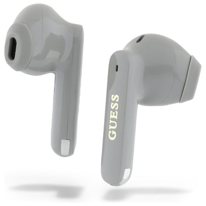 Handsfree Bluetooth Guess Elongated Metallic Printed Logo, TWS, Gri