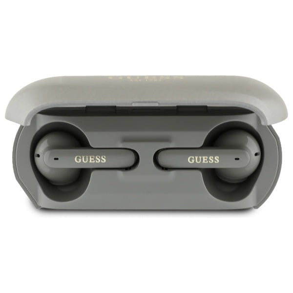 Handsfree Bluetooth Guess Elongated Metallic Printed Logo, TWS, Gri