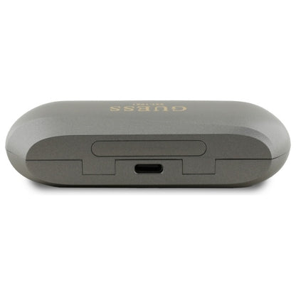 Handsfree Bluetooth Guess Elongated Metallic Printed Logo, TWS, Gri