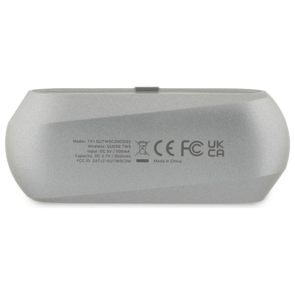 Handsfree Bluetooth Guess Elongated Metallic Printed Logo, TWS, Gri