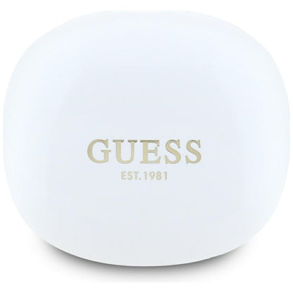 Handsfree Bluetooth Guess Flat Classic Logo Electroplated, TWS, Alb