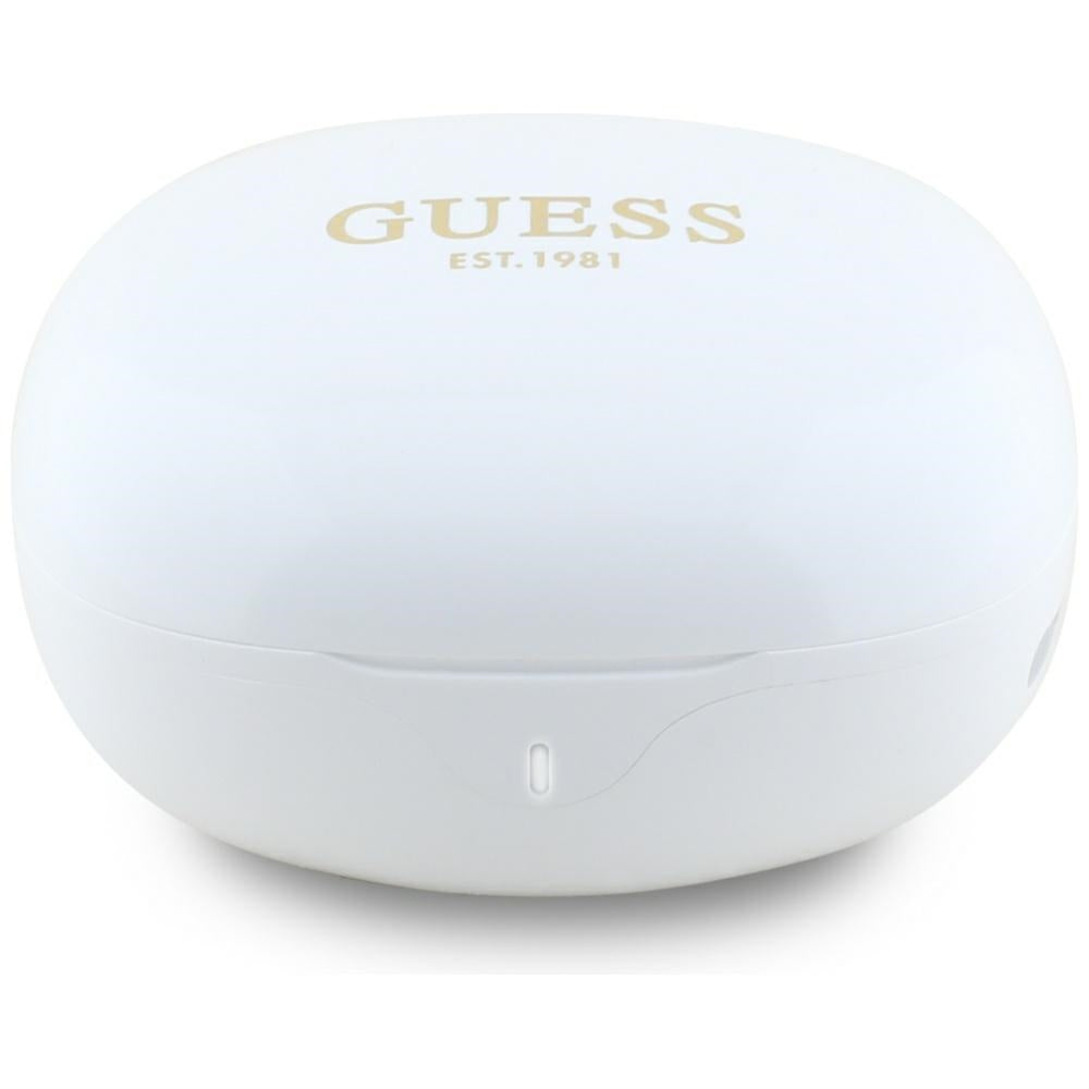 Handsfree Bluetooth Guess Flat Classic Logo Electroplated, TWS, Alb