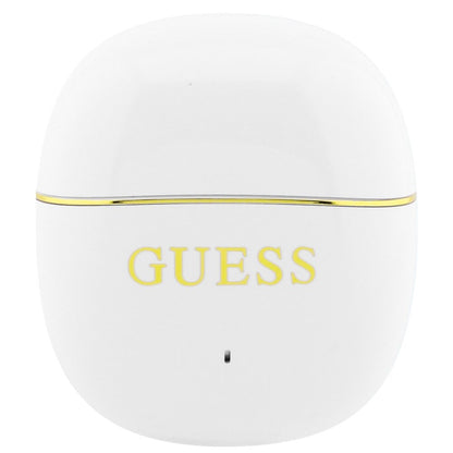 Handsfree Bluetooth Guess Glossy Gold Line Classic, TWS, Alb