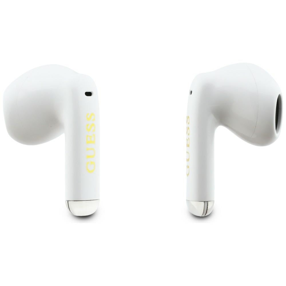 Handsfree Bluetooth Guess Glossy Gold Line Classic, TWS, Alb