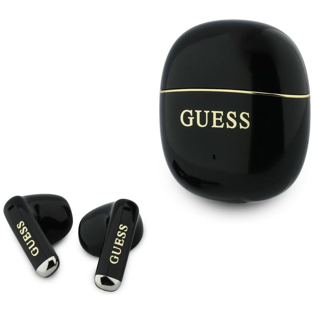 Handsfree Bluetooth Guess Glossy Gold Line Classic, TWS, Negru