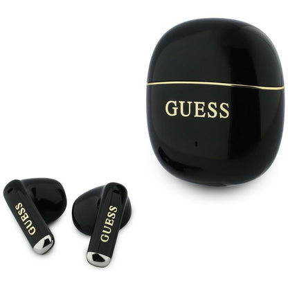 Handsfree Bluetooth Guess Glossy Gold Line Classic, TWS, Negru
