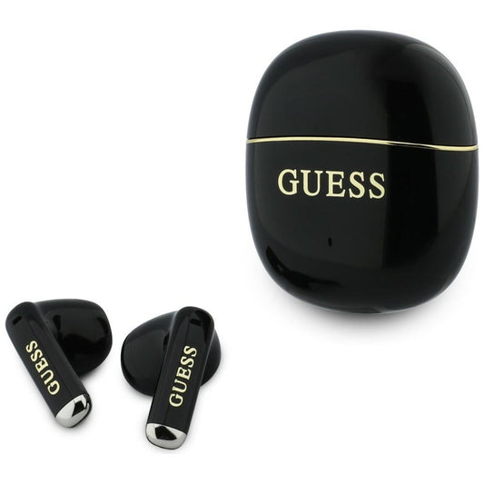 Handsfree Bluetooth Guess Glossy Gold Line Classic, TWS, Negru